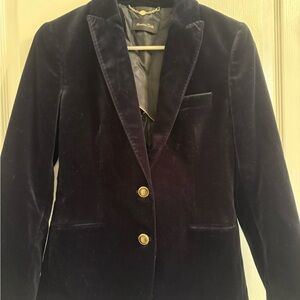 Massimo Dutti Velvet Blazer in Deep Purple